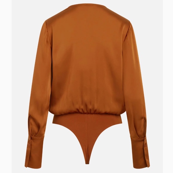 NWT Favorite Daughter The Date Blouse Bodysuit - Carmel Tan Satin - Picture 6 of 6